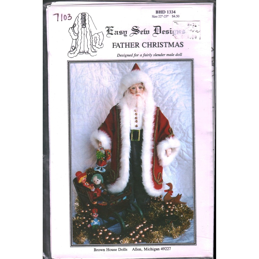 Brown House Dolls Father Christmas Sewing‎ Pattern BHD 1334 Fits 22-23 Inch Doll